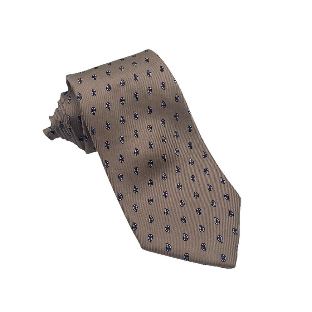 Vintage Christian Dior Necktie Men’s Light Brown Paisley 100% Silk Business USA